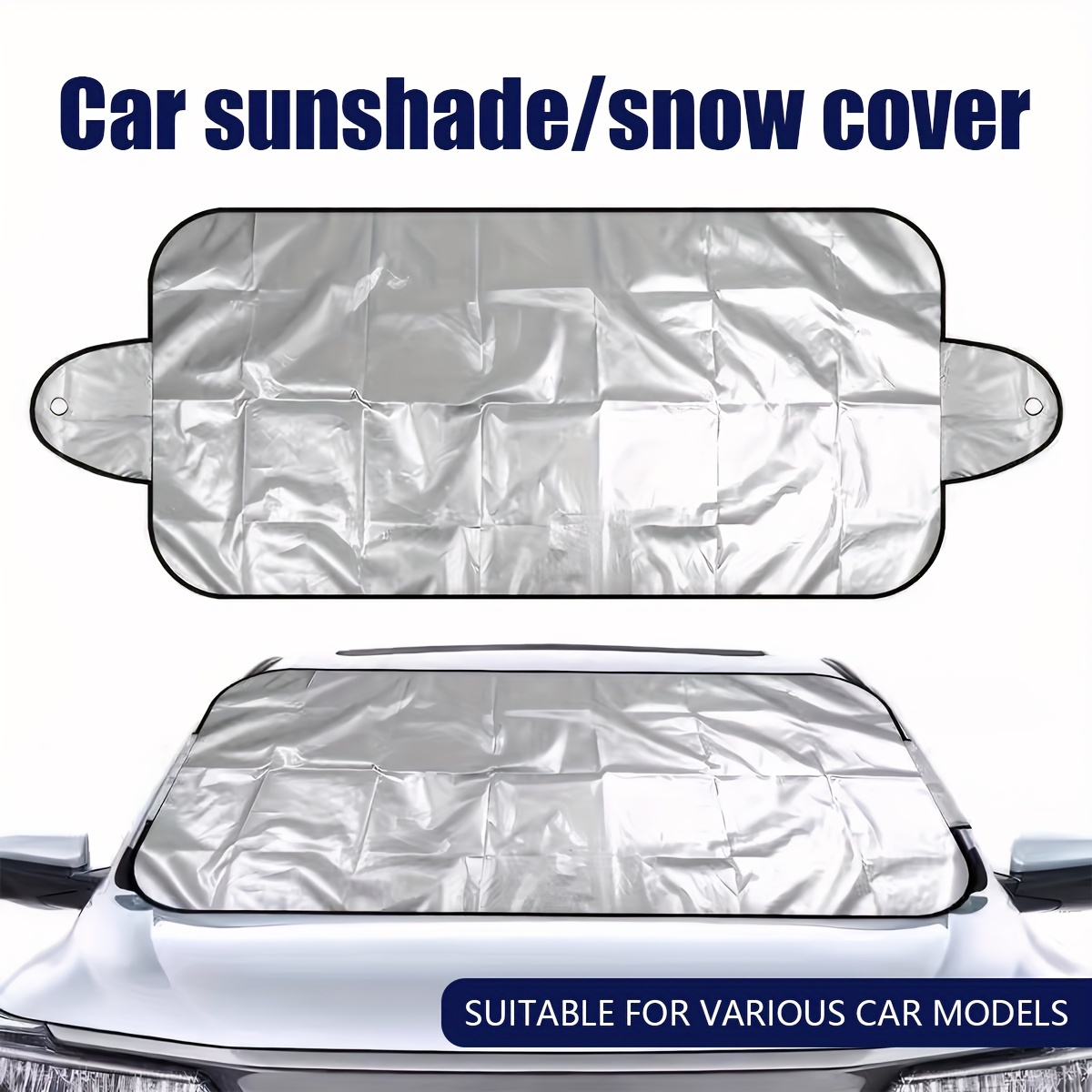 

1pc Universal Car Windshield Cover For Snow And Sun, Polyester Fiber, Protection, Summer Sunshade & Blocker, Essential Vehicle Accessory, Gift For Car Owners