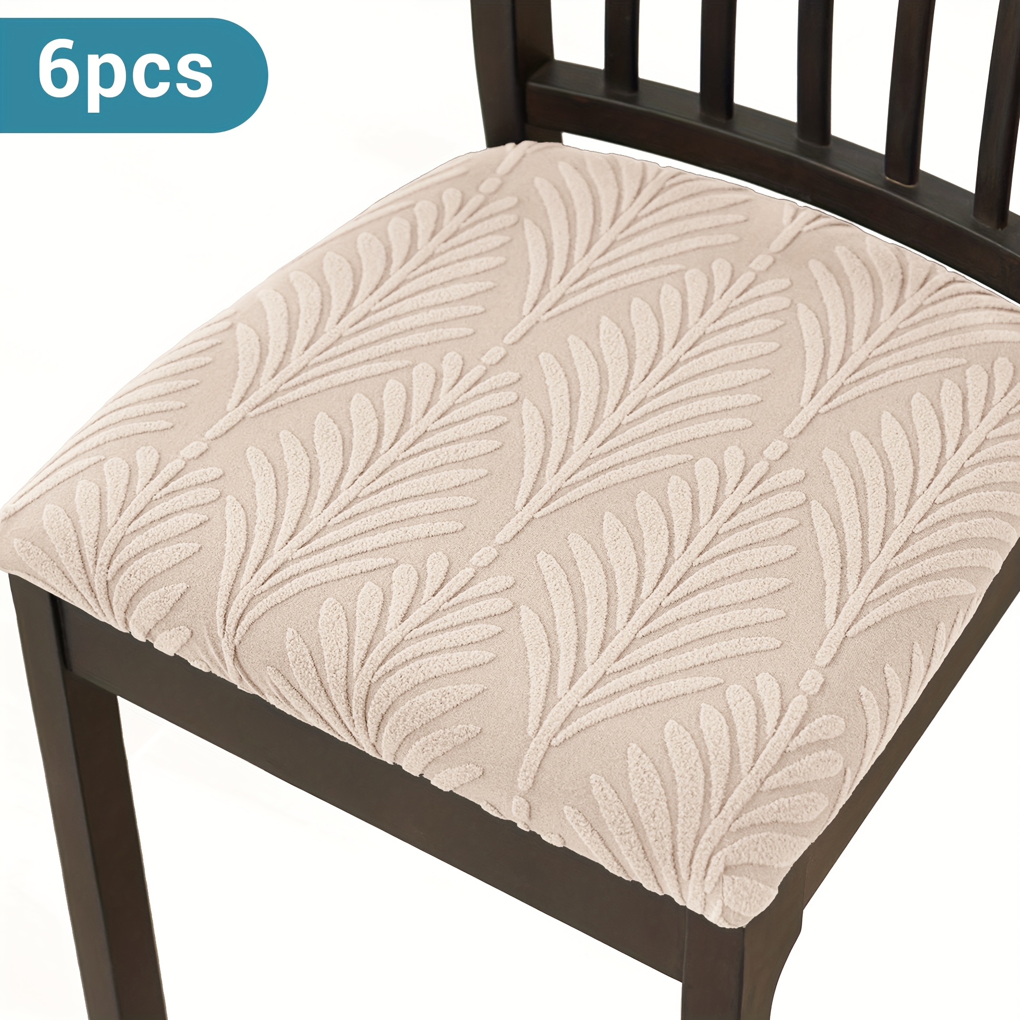 TEMU 4/6pcs Luxury Jacquard Table And Chair Covers Elastic Shaggy Plush Furniture Protectors Suitable For Dining Table, Chairs - Elegant Decor,
