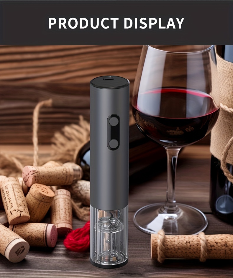 1pc battery powered electric wine opener automatic corkscrew with cutter kitchen supplies details 10