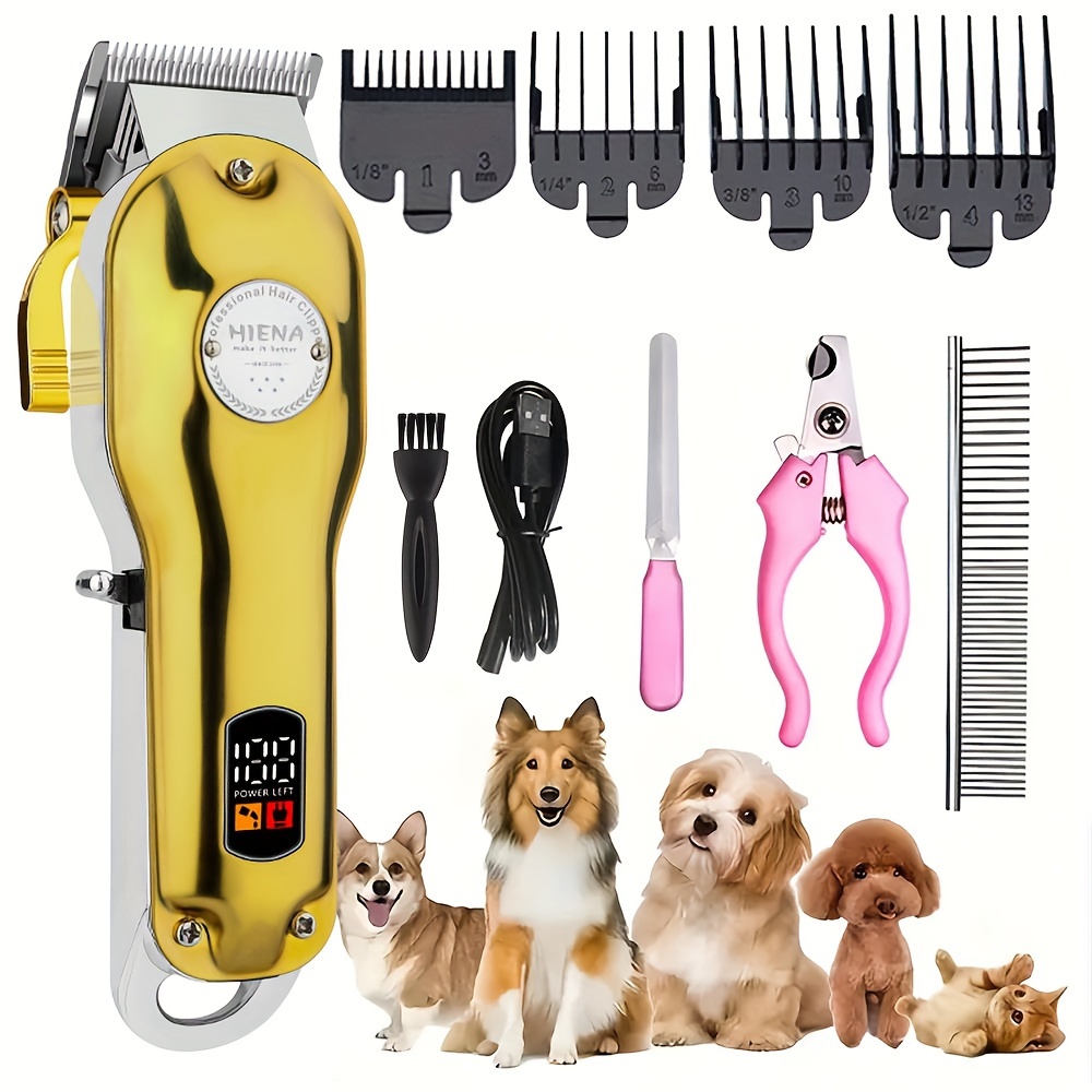 Pet Dog Grooming Kit Professional Electric Pet Hair Clippers Cordless Hair Cutting Kit USB Rechargeable Dog Hair Trimmer With LED Display