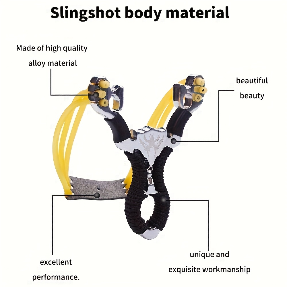 high power aluminum alloy slingshot with rubber band suitable for hunting and fishing black and   durable outdoor throwing tool precise shooting and fishing Product details 1