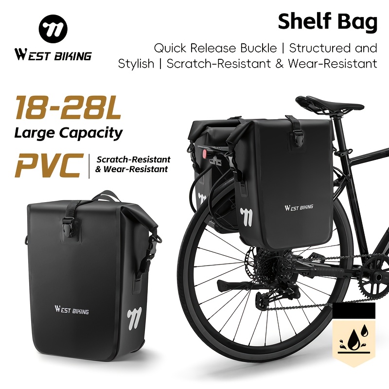 WEST BIKING 2pcs Large Capacity Bicycle Rear Seat Bags 56L Rear Rack Bag for Long-Distance Outdoor Use, Lightweight Backpack with Roll Top Design, Carrying Handle, And Free Shoulder Strap for Mountain Cycling And Commuting