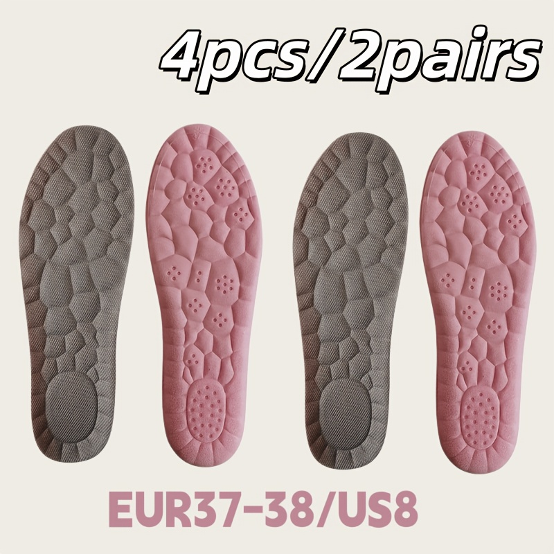 Image of 4pcs/ Women's Sponge Shoe Insoles, Soft, Elastic, Breathable, Moisture-wicking. In Pink, Sizes 35 To 42 (9.23 Inches), Suitable For Sneakers And Casual Shoes