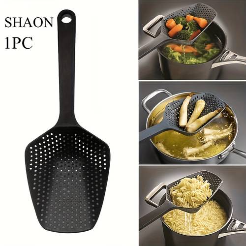 cuchara coladora de plástico con mango, cuchara ranurada de plástico , cuchara para pasta y escurridor de pasta, práctica para cocinar, hornear y escurrir alimentos, eficiente ()