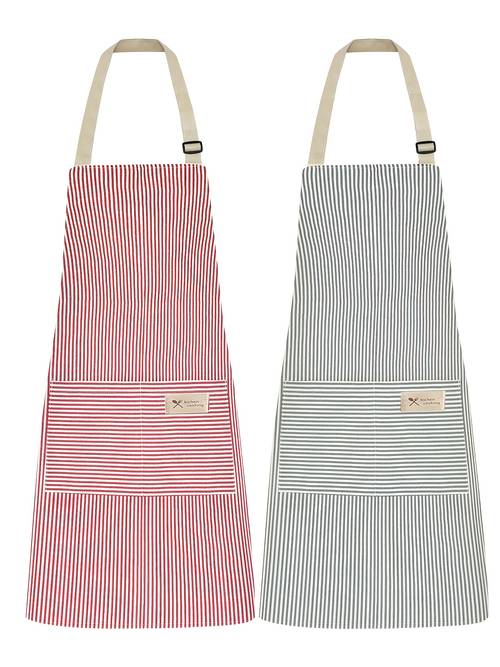 2pack adjustable kitchen neck strap chef apron for women men with 2 pockets