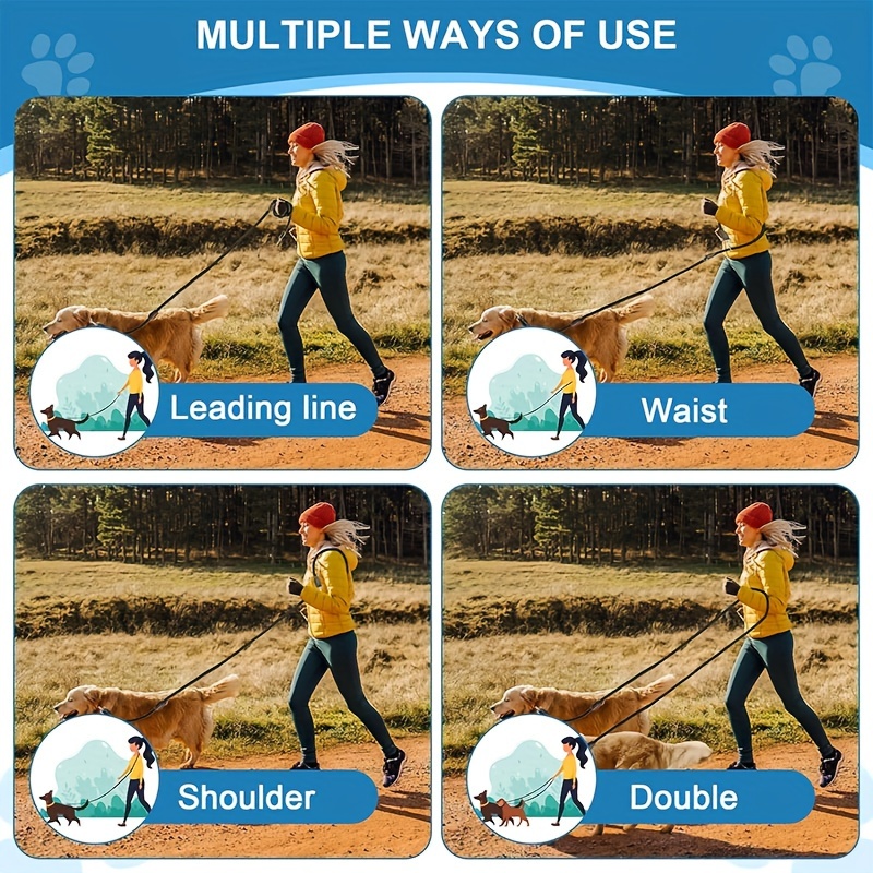 Durable Nylon Hands-Free Dog Leash with Adjustable Waist Buckle