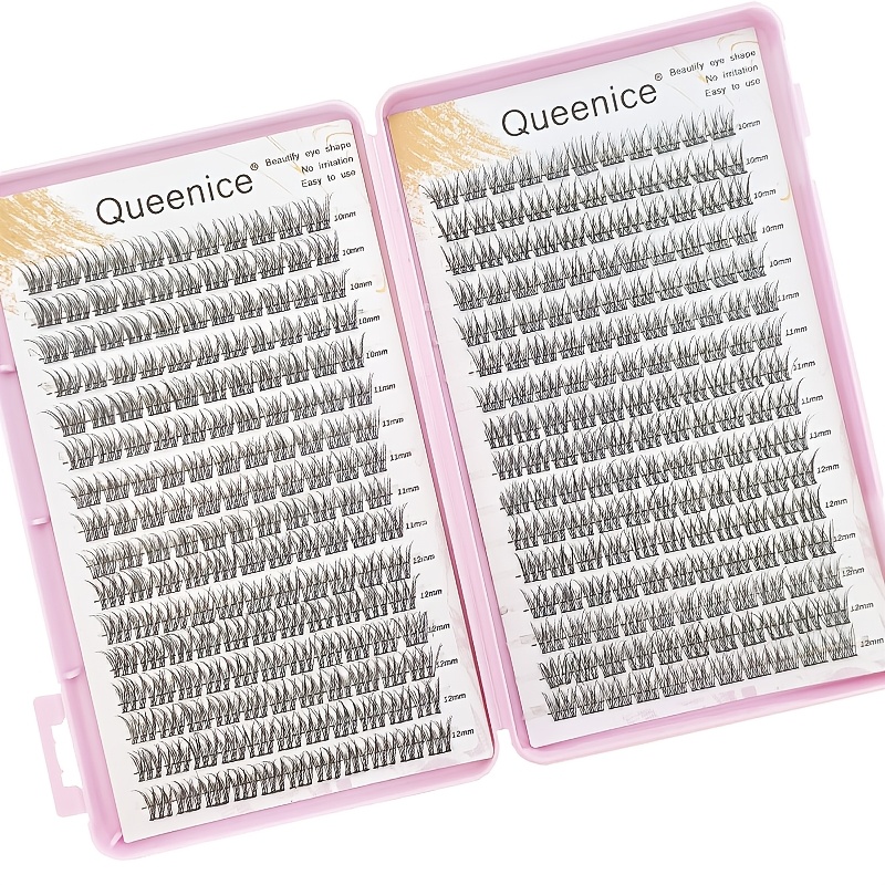 Image of Queenice 352 Clusters Reusable Individual Lashes | Slim Cross Fish Tail Design Wispy Tips For Volume, For At Home, Ethically Made & Suitable For At Home Use, C Lashes