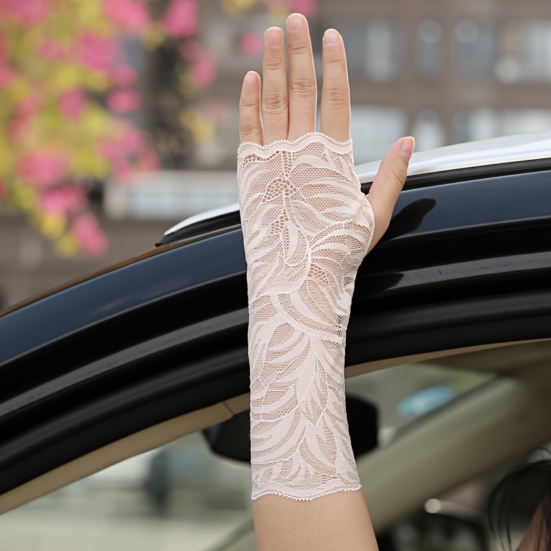 Summer Sun Protection Gloves Women Vintage Sheer Short Lace Gloves