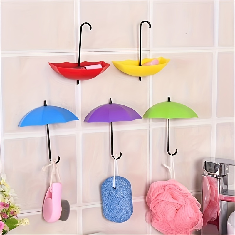 

4/8 Pack Umbrella-shaped Adhesive Hooks, Wall Mount, No Drilling Required, Hanging Hooks For Keys, Bags, Home Decor, Utility Hooks