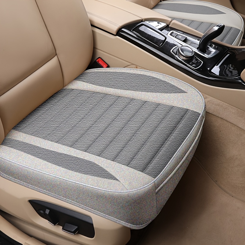 1pc Breathable Linen Texture Car Seat Covers With Storage Pockets, Comfortable And Durable Fit For Most Cars