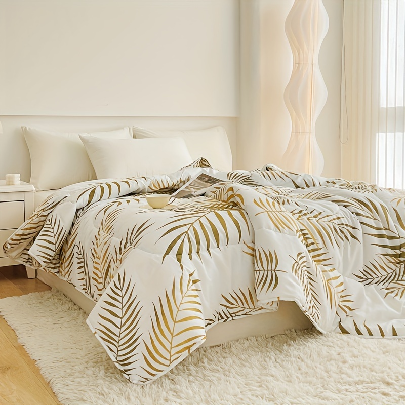 1pc Leaf Double-sided Printed Spring Autumn Quilt, With Quilt Core