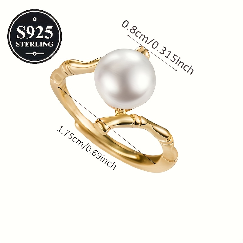 Hypoallergenic Bamboo Textured Pearl Ring with Anti Oxidation Storage Box