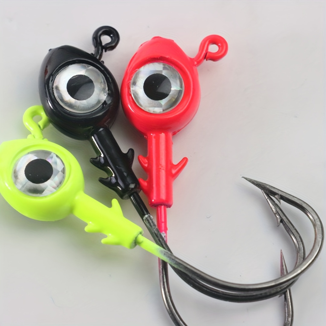 9pcs Jig Head With 3D Big Eyes, Round Jig Head Fishing Lure, Lead Head Hooks