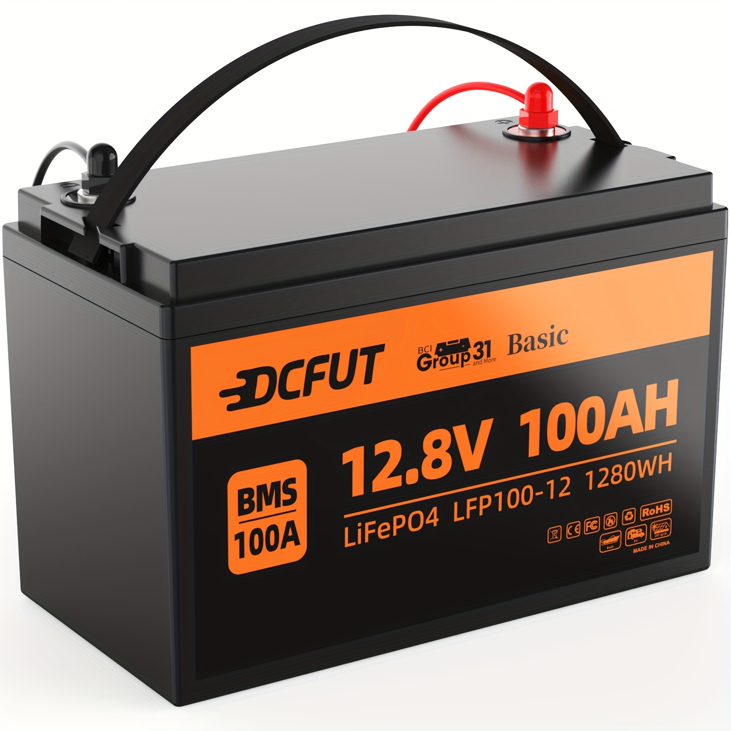 dcfut 12 8v 100 lithium battery lifepo4 battery built - Temu