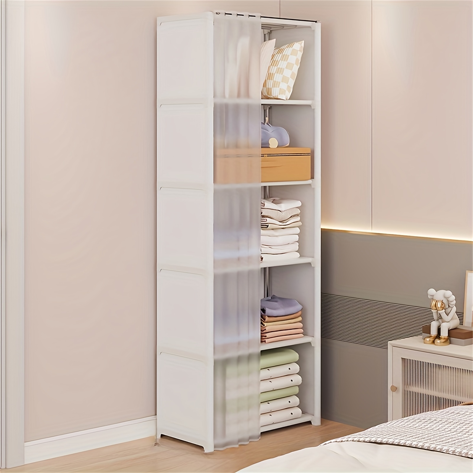 

Freestanding Metal Closet Organizer With 6 , Easy , Dust-proof Storage, Multifunctional For Books, Clothes, And Household Items, With White For Office, Classroom, Dorm, And Rental