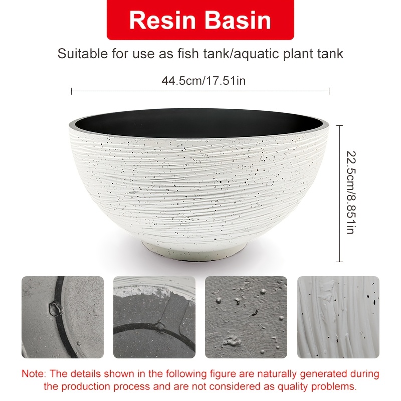 Image of Aquarium Fish Tank, Aquarium Retro Bowl Lotus Pot, Made Of Resin Material - Lightweight And Durable, Drop-proof, Suitable For Indoor And Outdoor Use, 2 Specifications Are