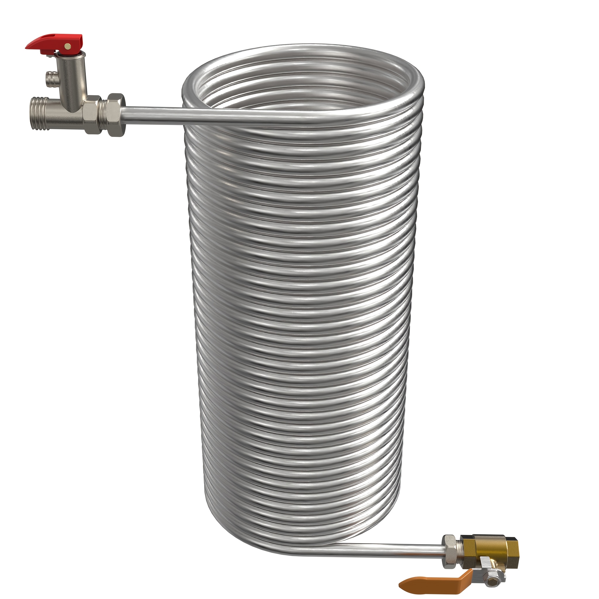 Image of Stainless Steel Chimney Heating Coil, , Water Heater For Wood Stove Pool Camping, No Electricity Needed, Inner Diameter 12. 5/15. 5cm, 1/2 Inch Connection, Tube Fits Any Chimney