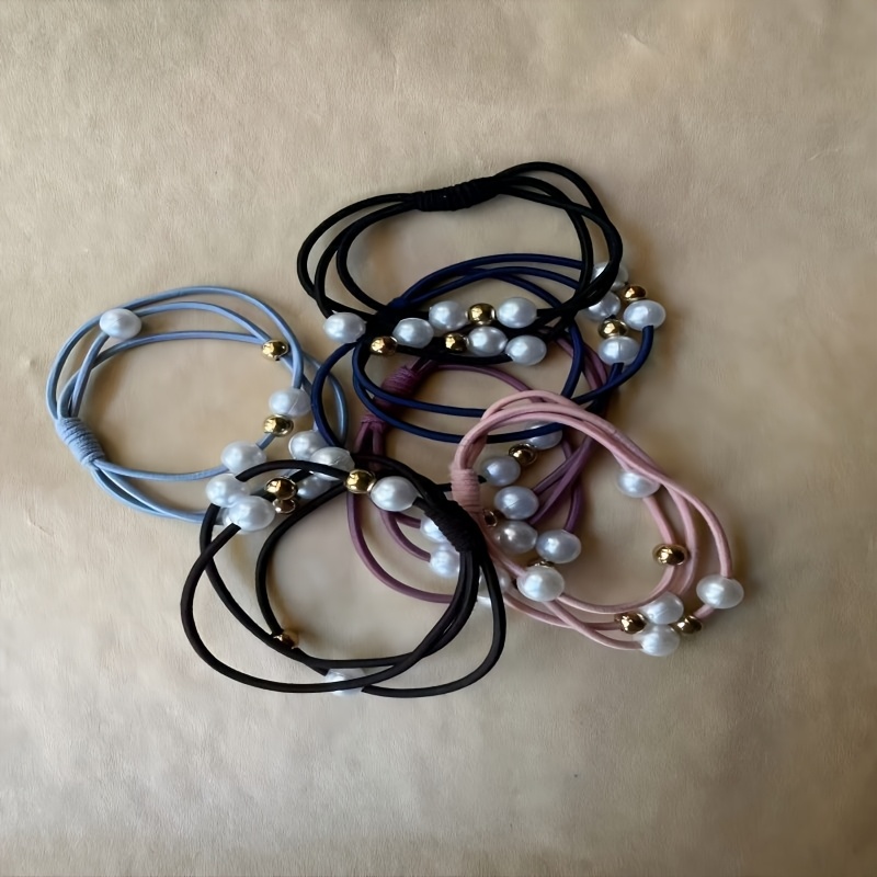 E-shop 6 Stück 3-in-1 Knoten-Haargummis, Elastische Knoten-Haaraccessoires, Neun-Perlen-Haarbänder, Ideal für den täglichen Gebrauch