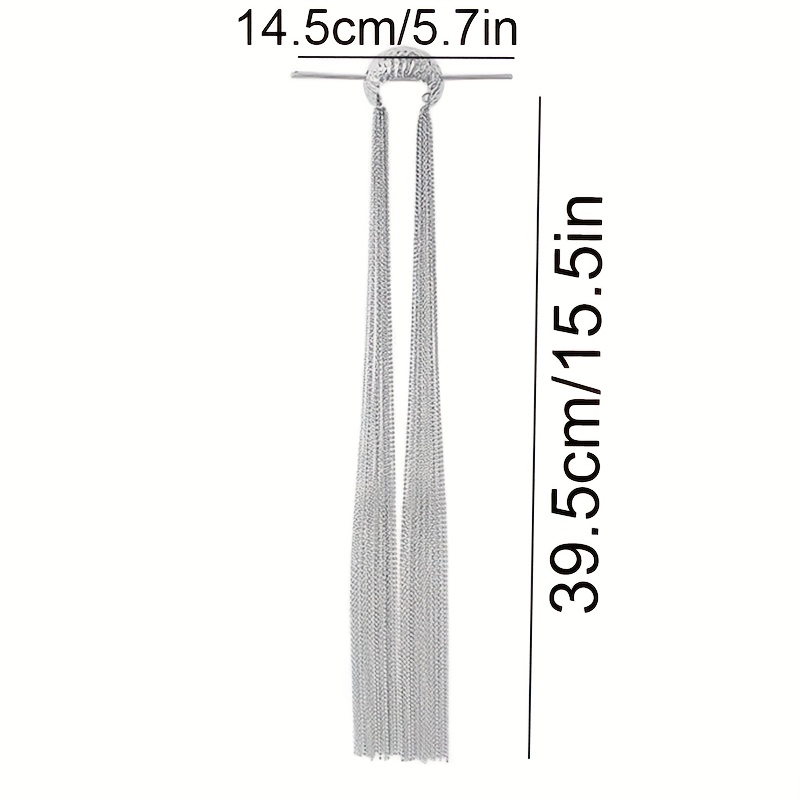1pc elegant long tassel hairpin with sparkling beads stylish silvery womens updo accessory   valentines day formal events and   formal hair accessory sparkling bead design durable alloy Product details 6