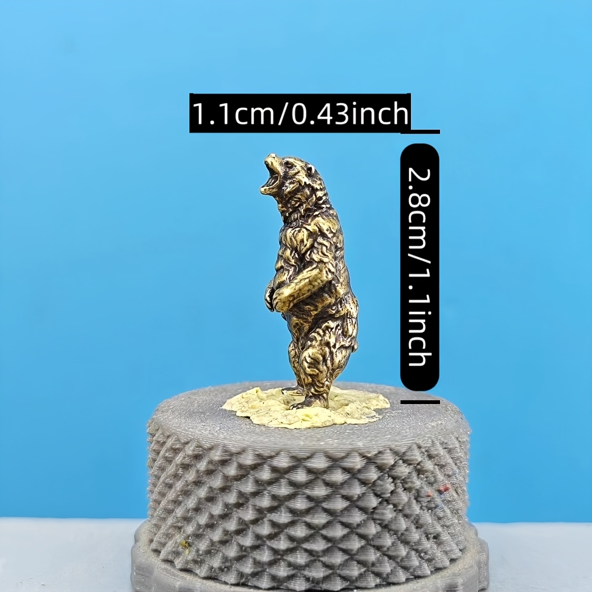 TEMU Brass Vintage Rustic Miniature Simulated Roaring Brown Bear Animal Model Bonsai Aquarium Sand Table Micro Landscape Decoration Figurine, Bear
