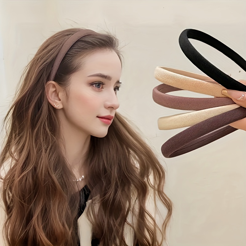 

1-2-8pcs Of Brown Hairbands, Minimalist Narrow Outdoor Hair Accessories, Elegant Hair Clips, Sponge Headbands.