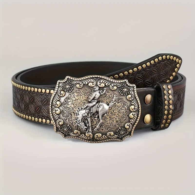 Cinturón de vaquero occidental, hebilla de cinturón de novedad para hombres  con cruz y oración, elección ideal para regalos