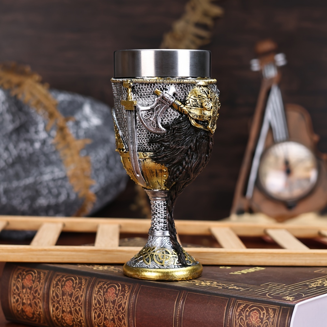 a     wine glass 3d viking pirate stainless   wine   cocktail glass   viking desktop decorative wine glass christmas gift details 1