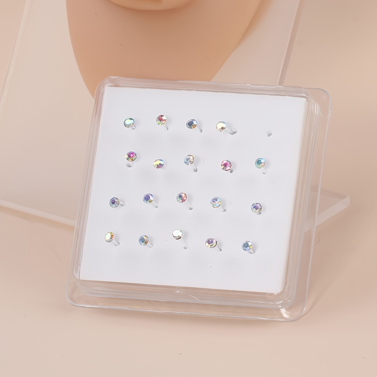 E-shop 20 Stück Nasenring-Stecker in Box, Nasenpiercings für Frauen, Schmuck, hypoallergene Körperschmuck für Frauen und Männer, Ohrringe, Ohrstecker