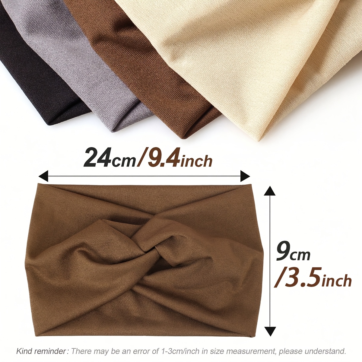 5pcs Women's Extra-Wide Crisscross Headbands, Solid Color Set