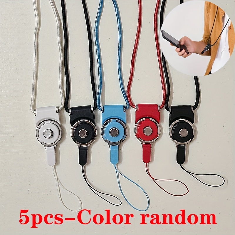 

Adjustable Nylon Lanyard Wrist Strap Set, Phone Holder With Detachable Ring, 5-pack In Assorted Colors