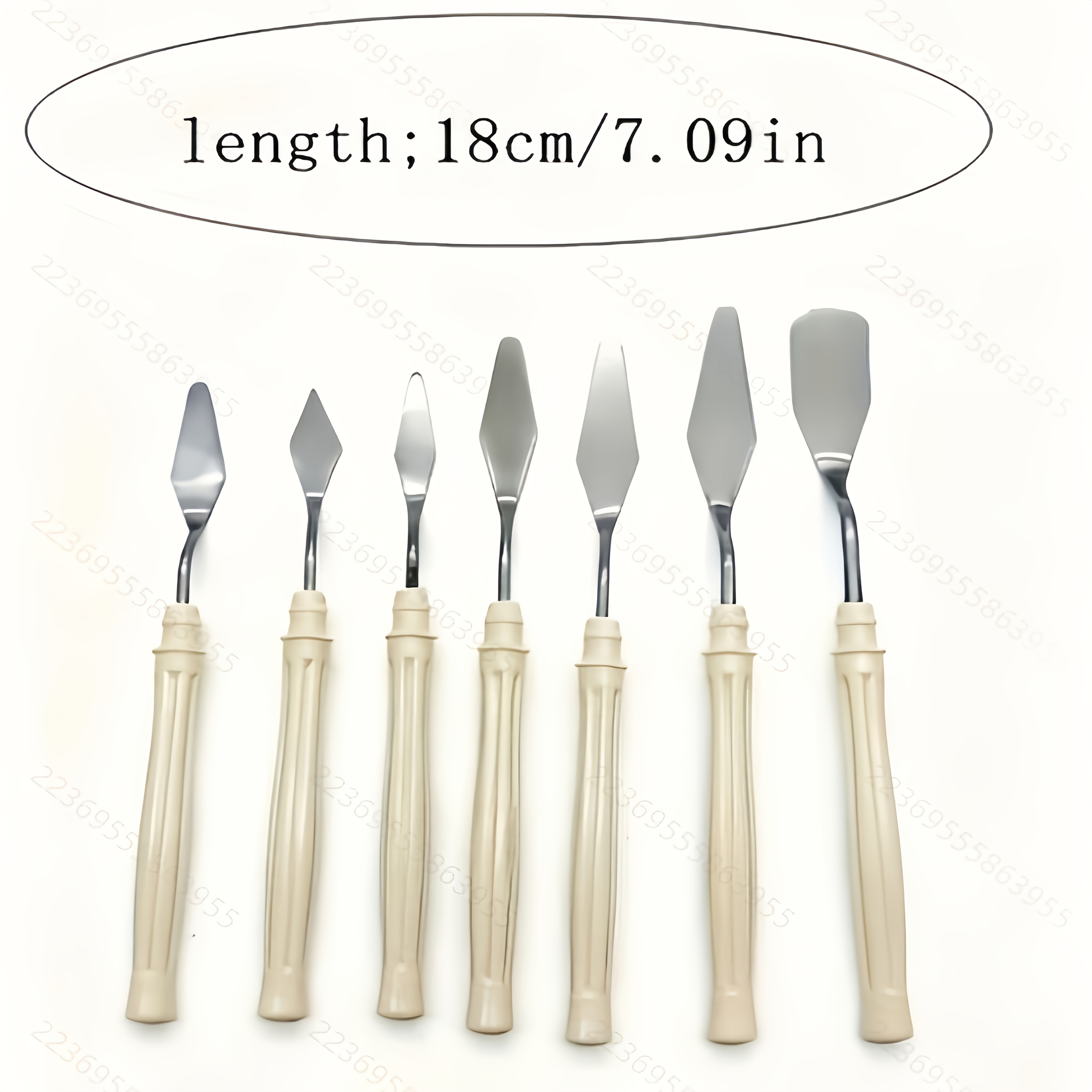 Image of 7pcs Beige Handle Palette Knives Set - Stainless & Beige Handle Suitable For Painting, Mixing, Scraping Tools For Artists - Professional & Use, Palette For, Oil, Watercolor Blending