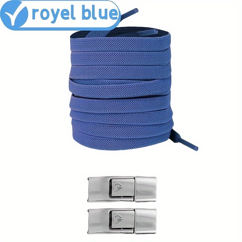 1pair Fashion Elastic Flat Shoelaces With Metal Buckles, To Tie Shoelace, Practical Shoe Accessories, Suitable For Sneakers, Hiking Shoes, Casual Shoes