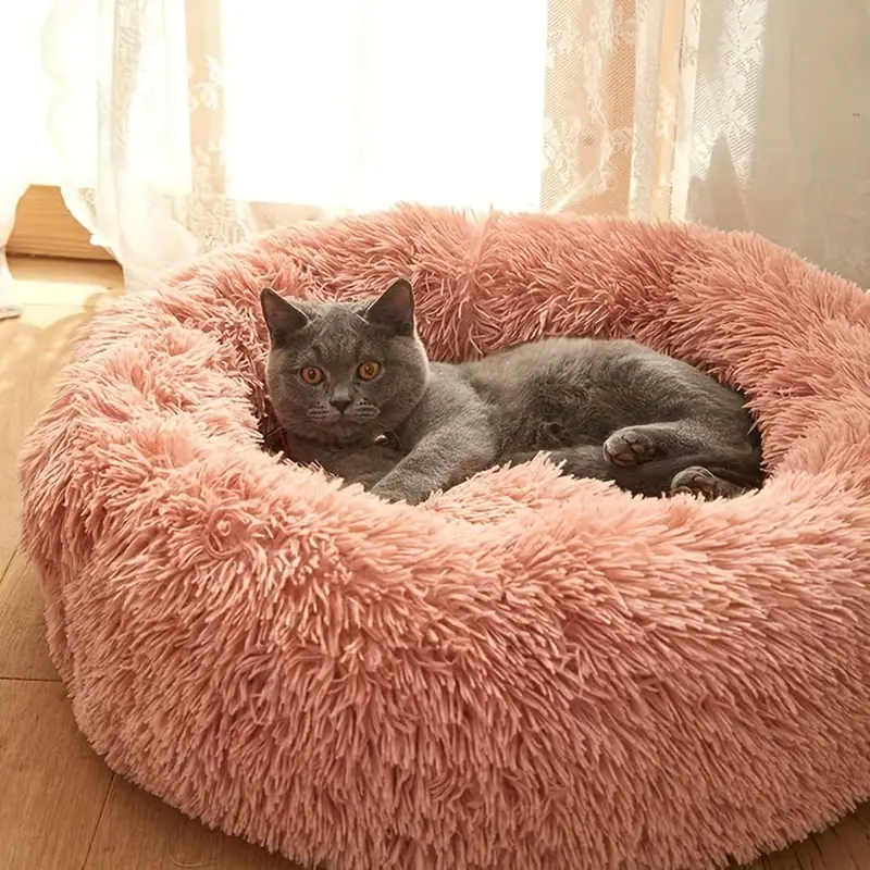 1pc winter warm bed fleece round pet mattress with plush polyester fill washable cozy bed for small medium pets soothing for durable easy pet beds for cats cat warming bed dog crate bed mat cat bed soft cushion large cat bed Product details 2