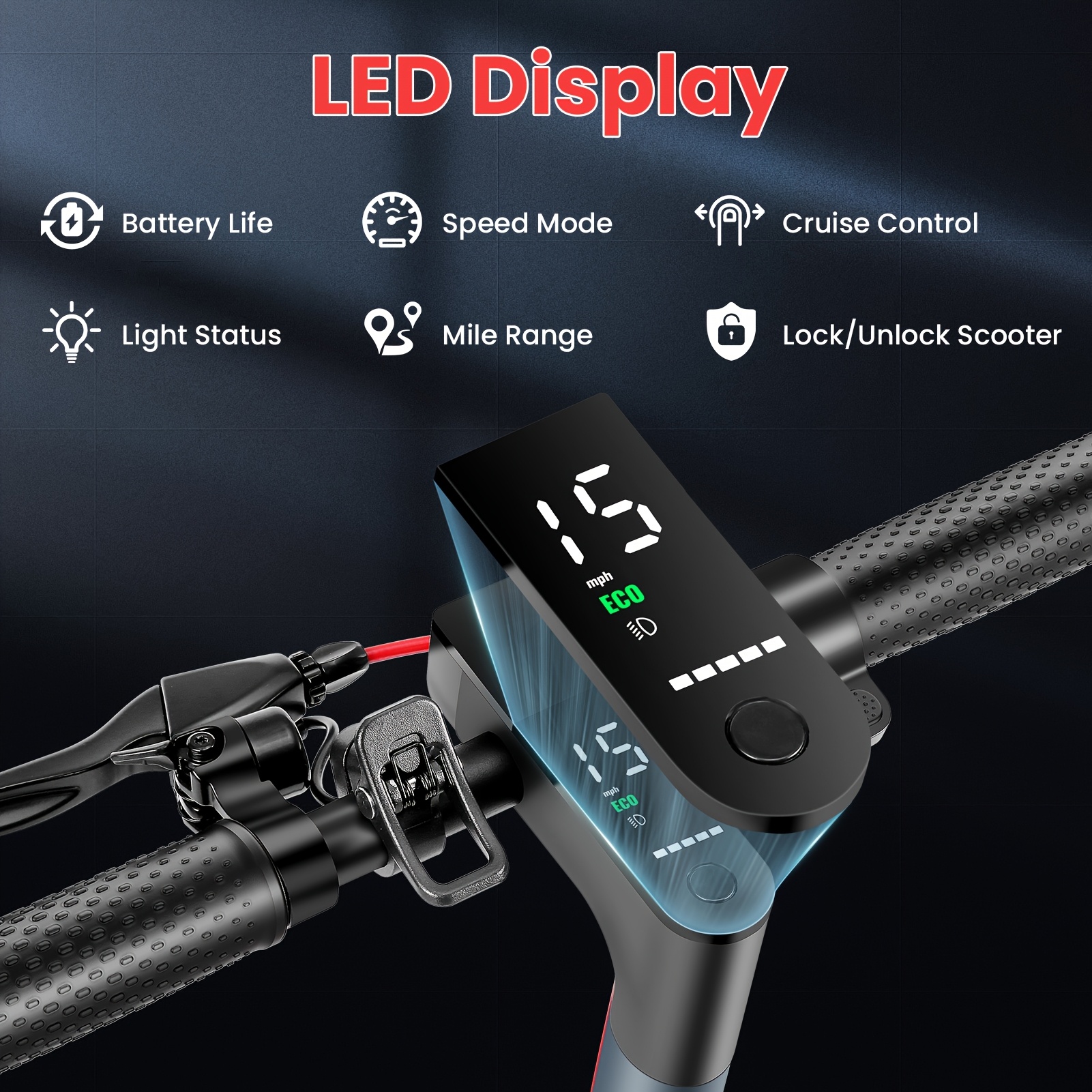 350w foldable electric scooter adult electric   speed 15 5mph and 15 miles range 85 inches solid tires adjustable handlebar height with smart led   braking system suitable for commuting to work   shopping forceries Product details 3