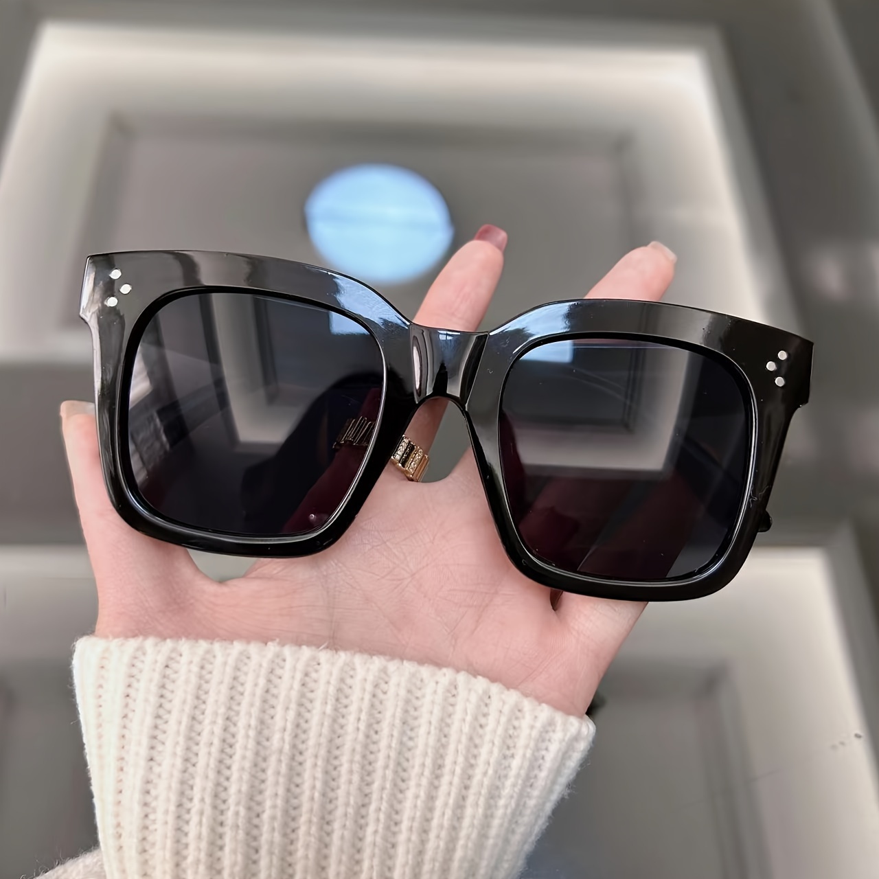 lentes de sol con marco cuadrado de gran tamaño para mujer/lentes