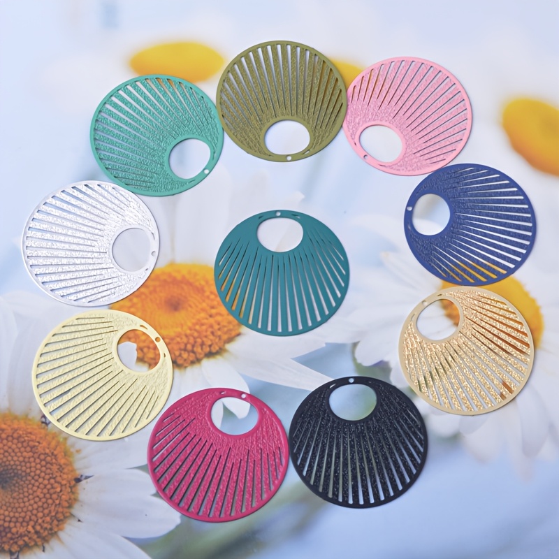 10pcs Round Hollow Fan-Shaped Copper Alloy Charms Set