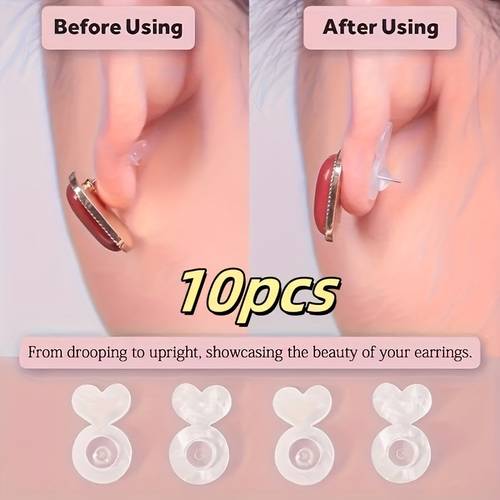 10pcs silicone earring lifters lobe back support pads for heavy earrings comfortable rubber earring back replacements to prevent ear lobe sagging suitable for large studs