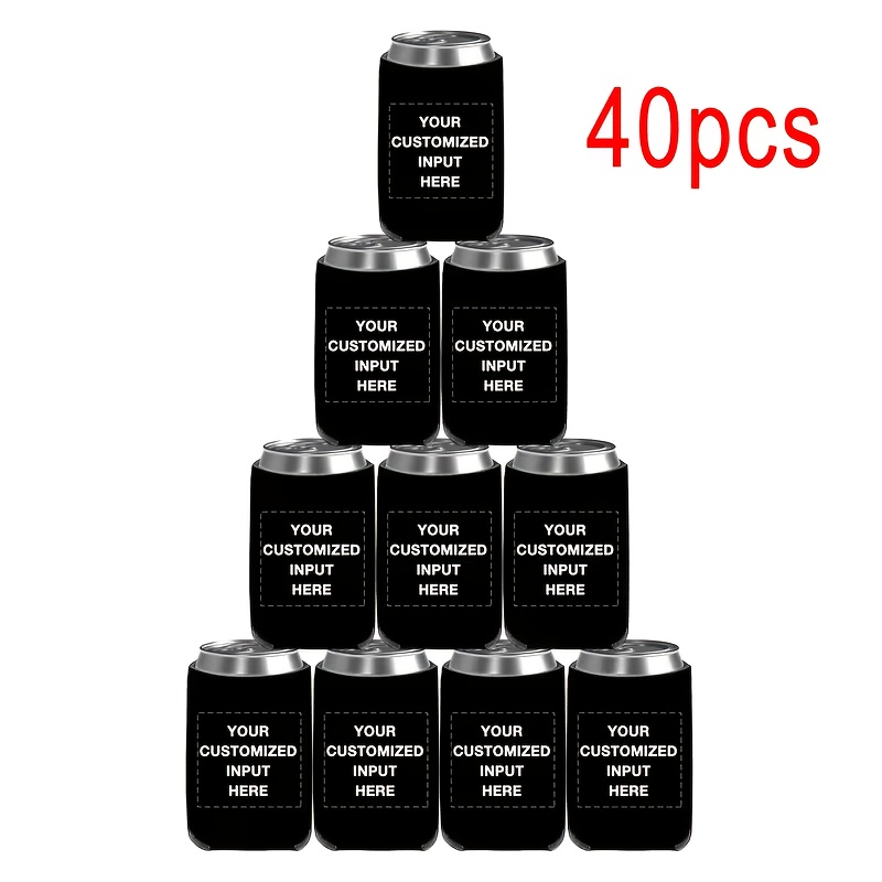TEMU 40pcs/50pcs Customizable Insulated Sleeves With Patterns Or Logos, Designed Specifically For Canned Beverages And Featuring Humorous Slogans.