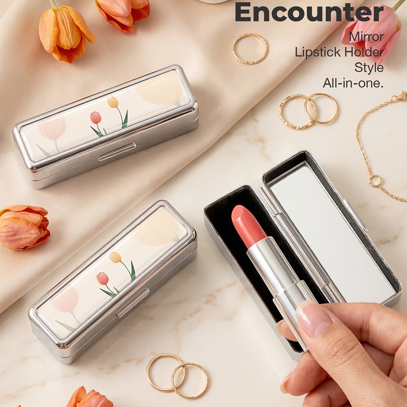 Multifunctional Portable Mini Mirror with Lipstick Case