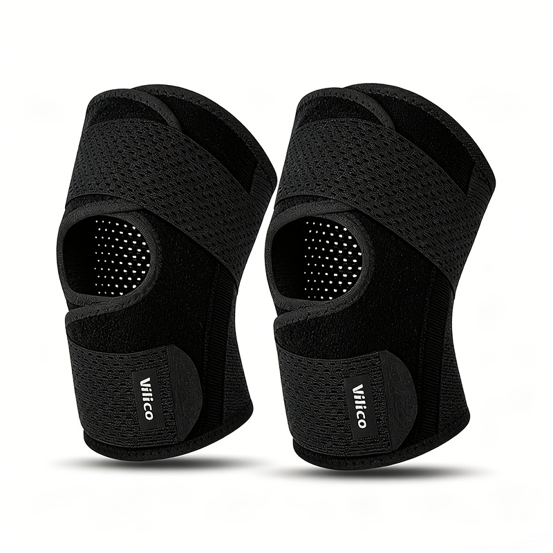TEMU Lot de 2 genouillères réglables Vilico pour , stabilisation et soutien du genou avec textile respirante, sangle de stabilisation pour hommes -