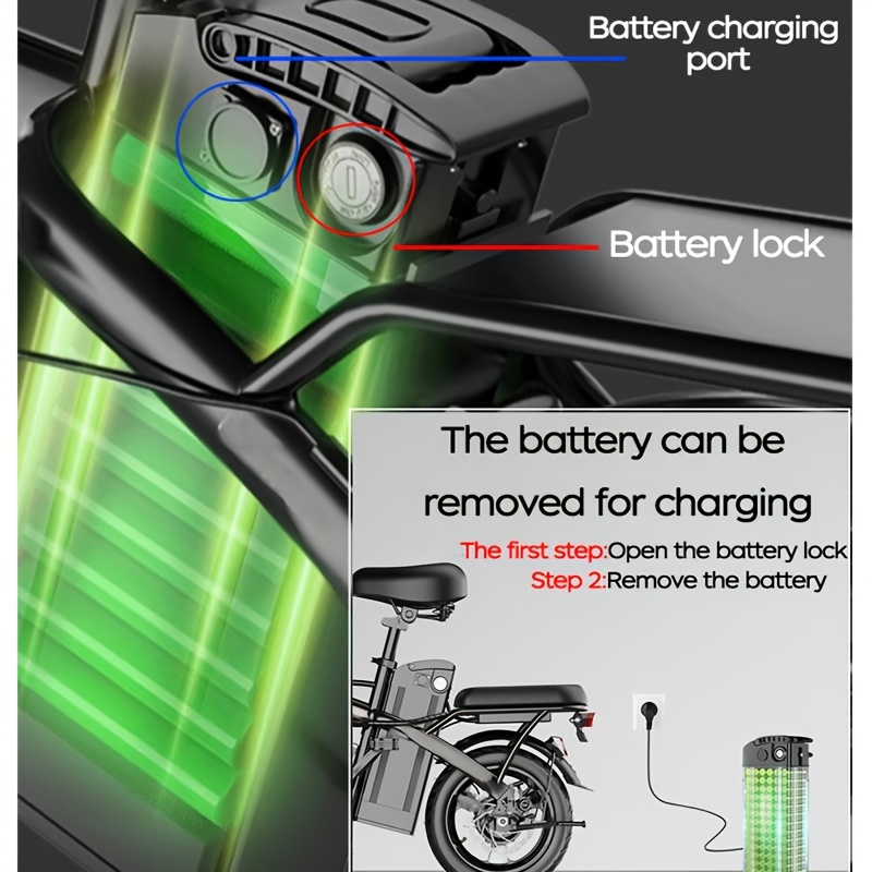 14-Inch Foldable Electric Bike with 48V Lithium Battery, 19 MPH Max Speed, 330 lb Capacity, Multiple Accessory Options