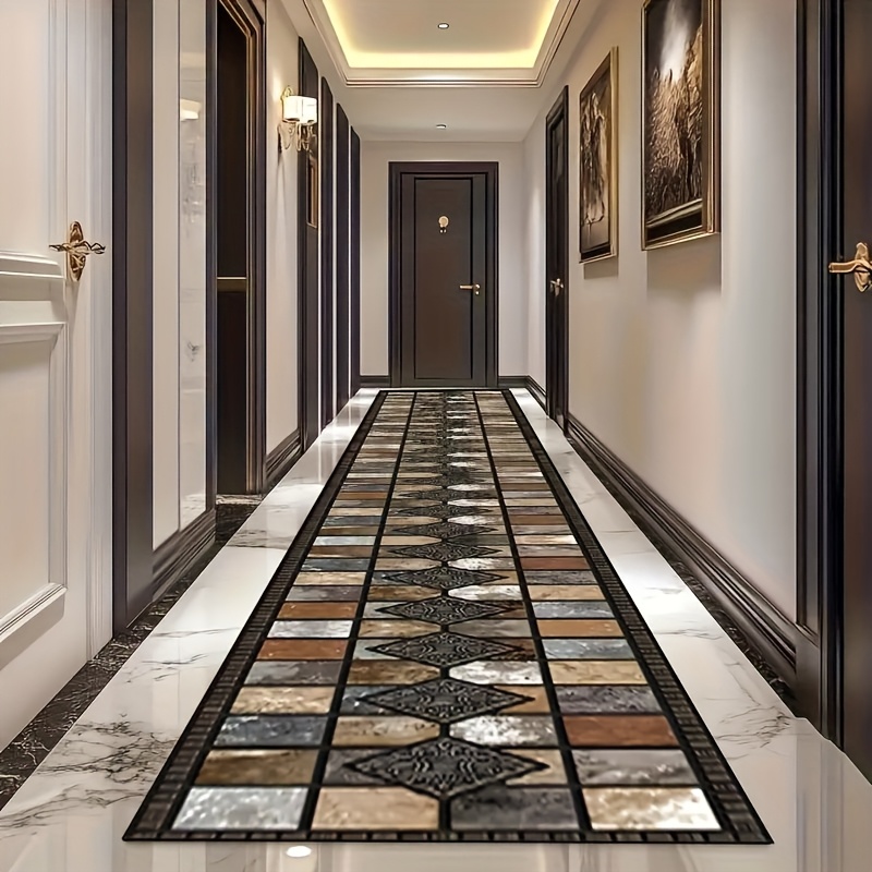 TEMU 1 Velvet Non-slip Kitchen Mat-white, Beige And Brown Elegant Marble, Machine Washable Polyester Mat For Kitchen, Bathroom, Bedroom And Trim, Kitchen Carpet