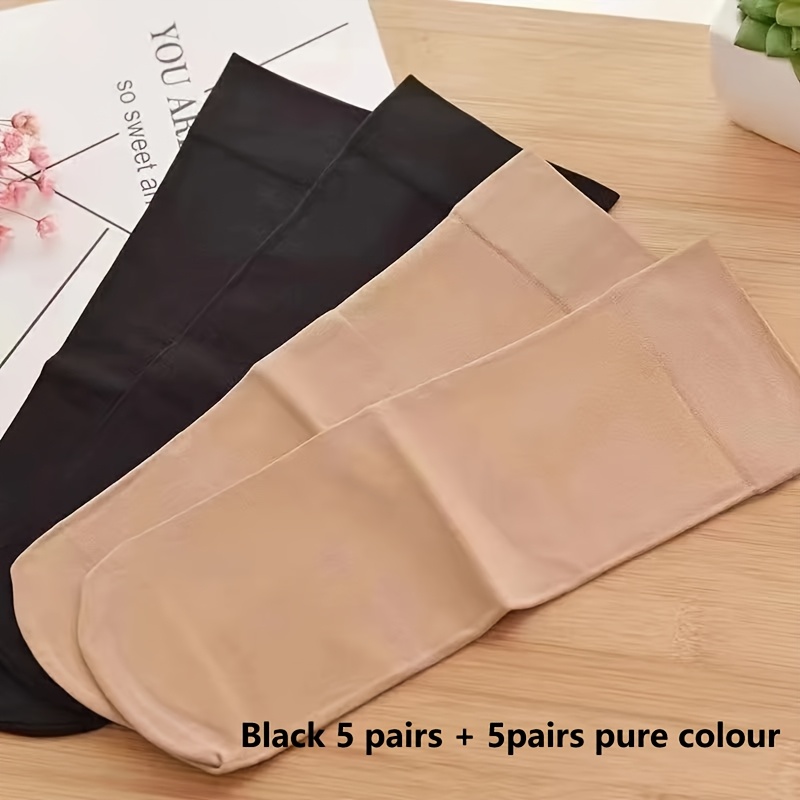 E-shop 10 Paar, neue elastische Strümpfe mit mittlerer Dicke, Unisex- Jahreszeiten, dehnbar, atmungsaktiv, abriebfest pillingfrei in uni Farben – ideal