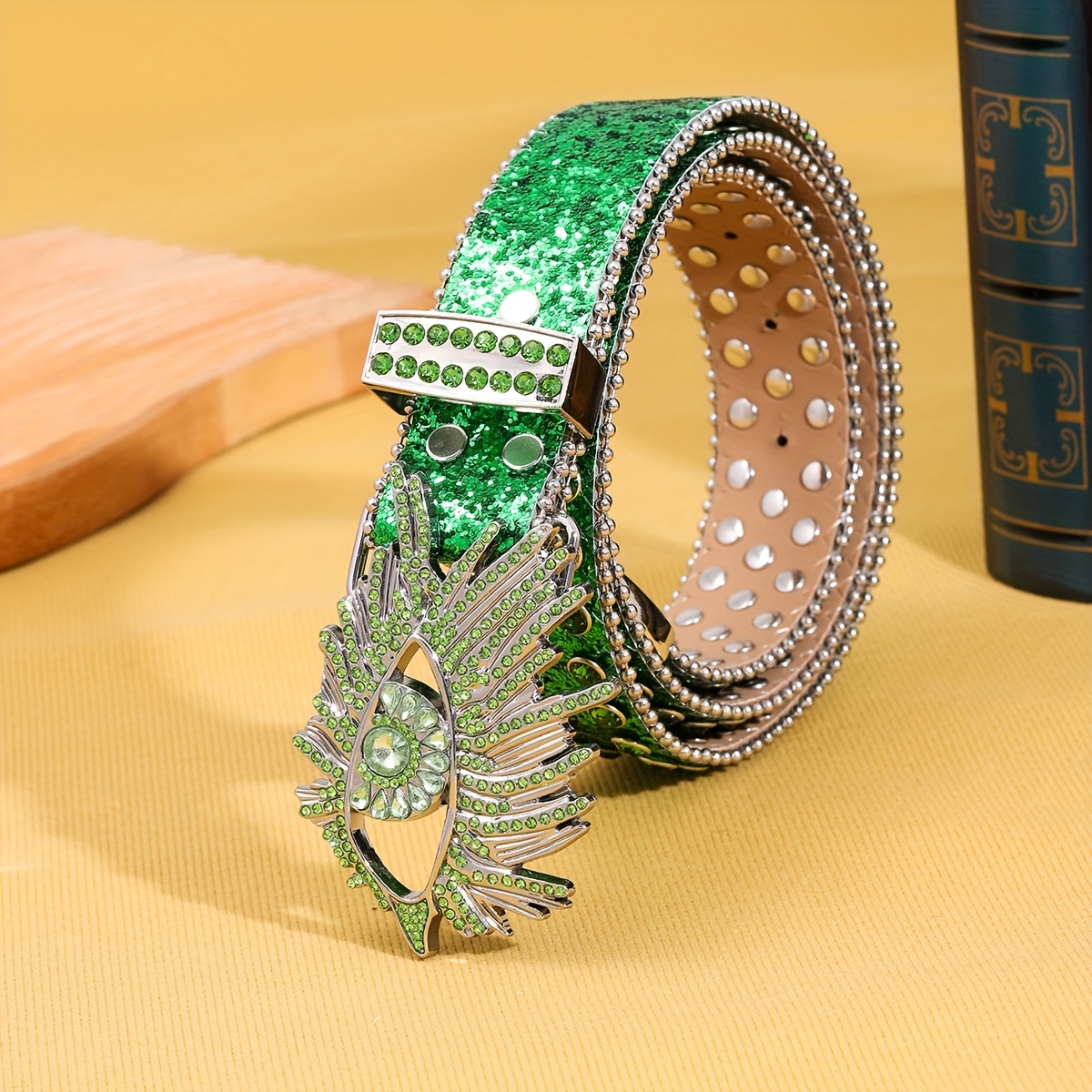 Flamingo Belt w/ Rhinestones, Sequins & Studs - Valentine's Day