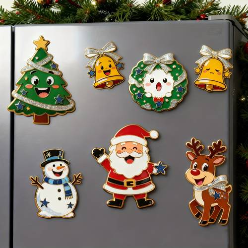 imagen del artículo imán navideño para nevera, con diseño hd noel, de navidad, , reno y campanas. ideal para refrigeradores, y tiendas, aumentando el festivo. artículos decorativos acrílicos para el black friday y navidad