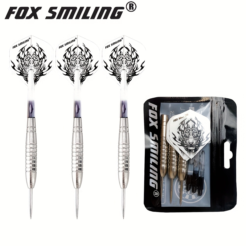Image of Fox Smiling 3pcs 22g Professional Steel Tip Darts Pin With Nylon Shafts 2ba Screw