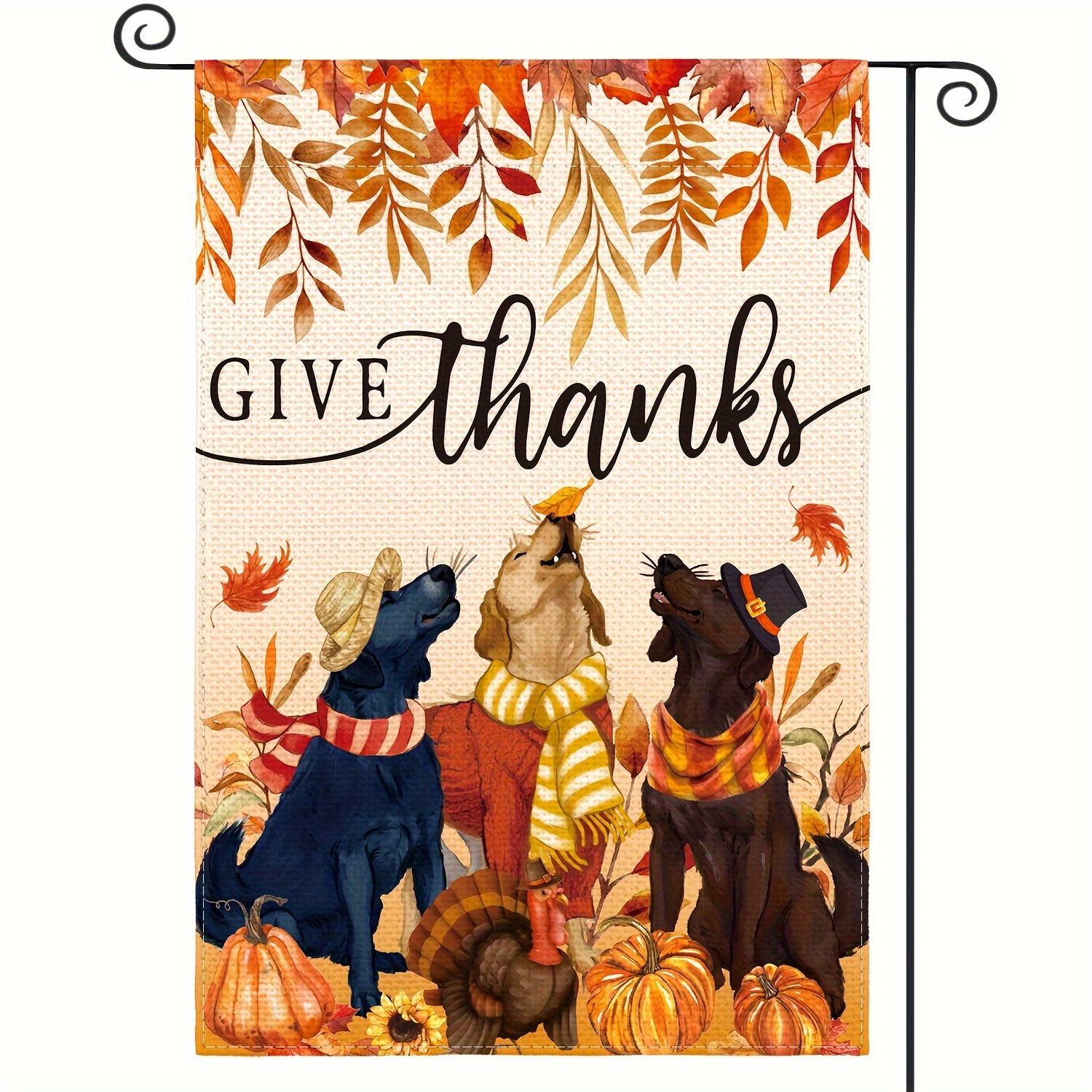 

Sm:)e Give Fall Thanksgiving Garden Flag 12x18 Inch Dog Pumpkin Turkey Double Sided, Harvest Holiday Yard Outdoor Decorative Flag