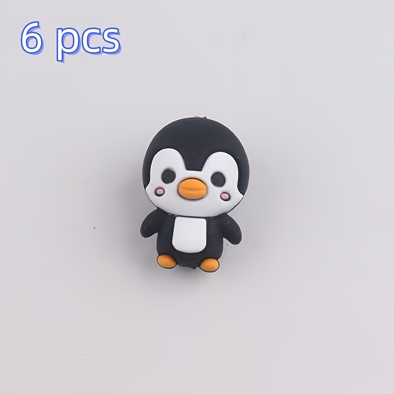 TEMU 6pcs Penguin Silicone Beads, Diy Craft Supplies, Crafting Materials, Apparel Decorations, Accessories, Bead Components For Handmade Necklaces,