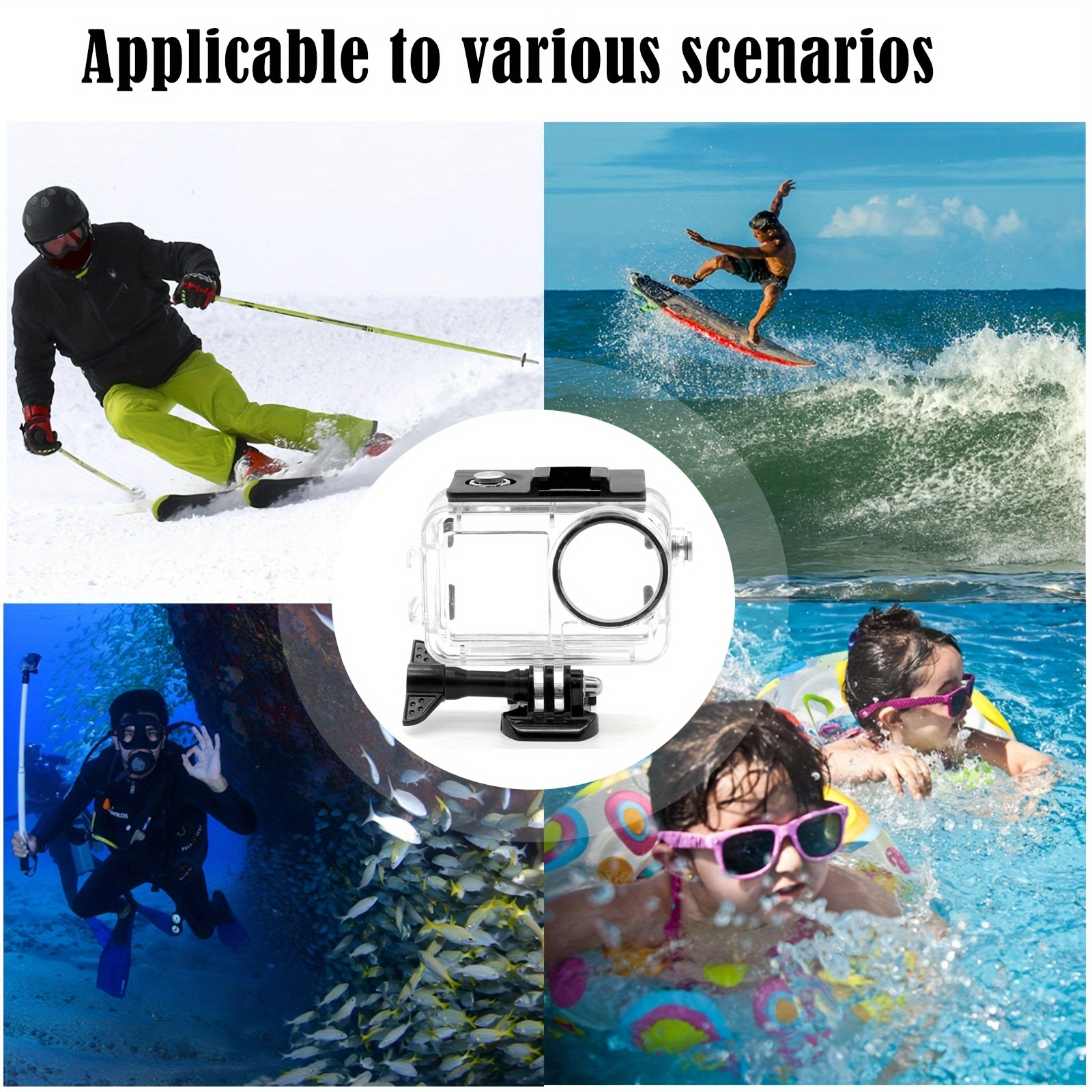 action 3 4 waterproof case 148ft deep dive protection underwater housing with bracket accessories details 5