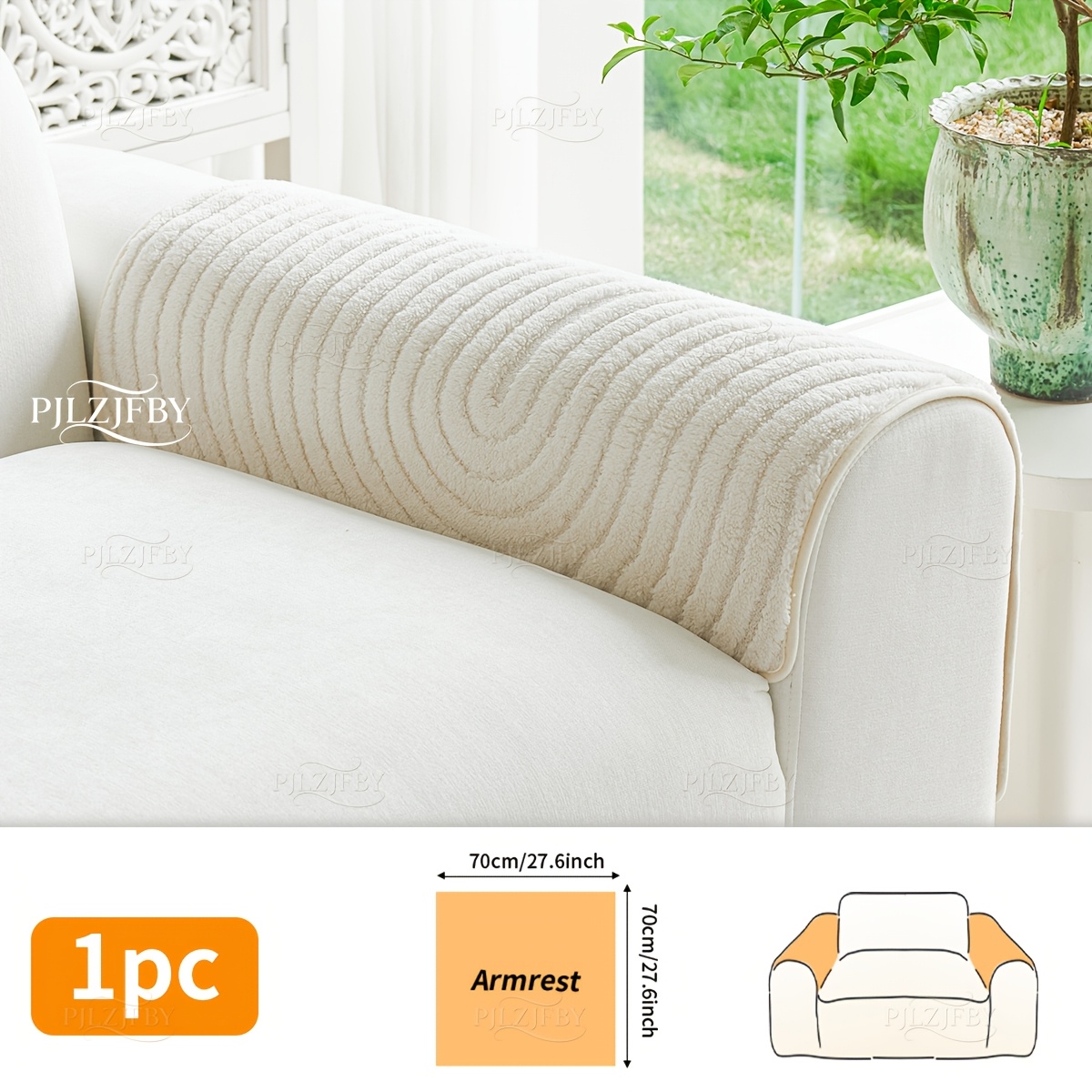 TEMU 1 Housse de canapé moderne en peluche, Housse de canapé de siège jacquard de couleur unie, Convient à toutes , Coussin de siège efficace, aux